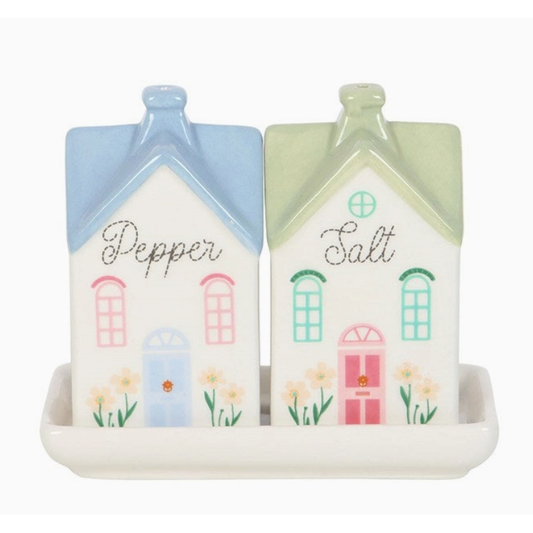 Pastel House Ceramic Salt and Pepper Shakers