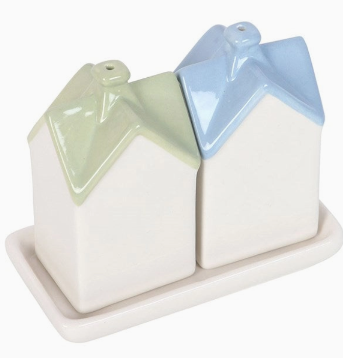 Pastel House Ceramic Salt and Pepper Shakers
