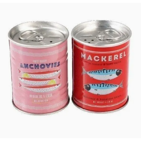 Mackerel Tin Salt and Pepper Shakers
