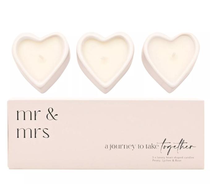 Mr and Mrs Heart Shaped Candles