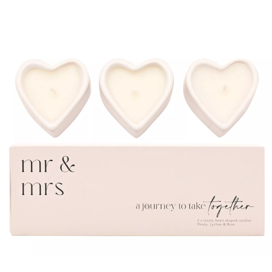 Mr and Mrs Heart Shaped Candles