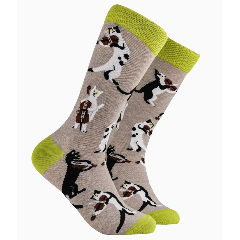 Socktopus Ladies - Cat Socks - String Quartet - Grey