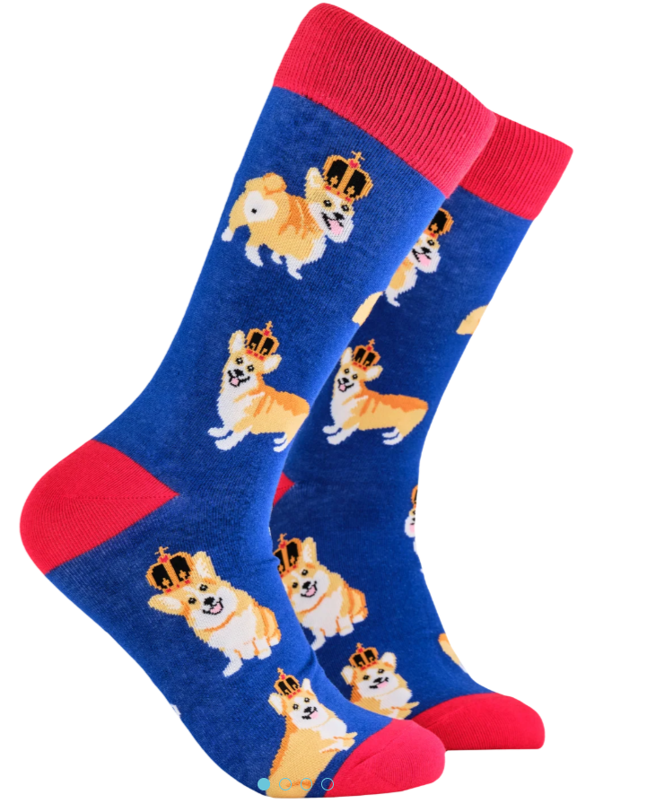 Socktopus Ladies - Majestic Corgi Socks- Blue