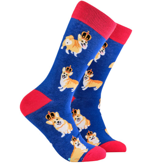Socktopus Ladies - Majestic Corgi Socks- Blue