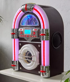 Jive Rock Sixty Mini Jukebox And Bluetooth Speaker - Dark Wood