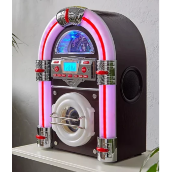 Jive Rock Sixty Mini Jukebox And Bluetooth Speaker - Dark Wood
