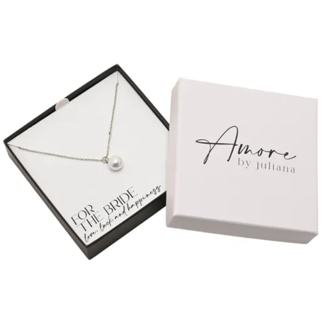 Brides Amore Silver Plated Faux Pearl Necklace
