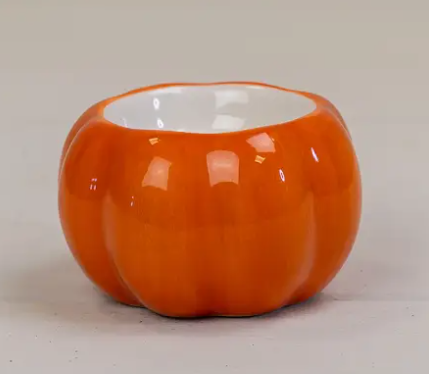 Ceramic Orange Pumpkin Tealight Holder