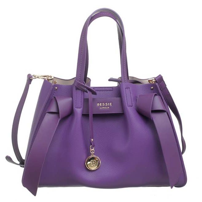Stylish Bow City Tote Bag - Purple