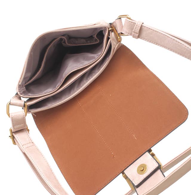 Classic Flap Over Buckle Crossbody Bag - Pink
