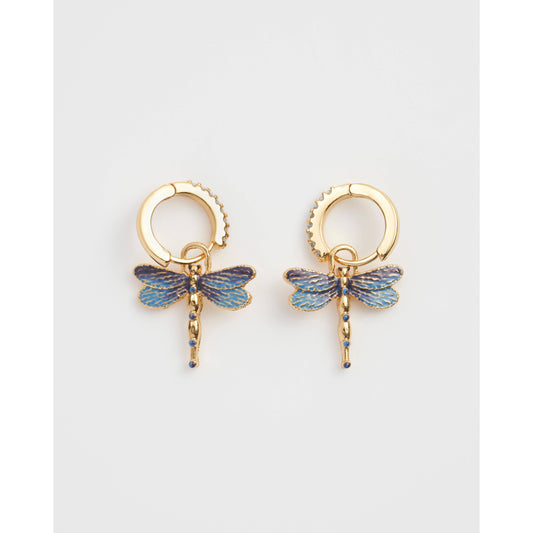 Dragonfly Charm Huggie Earrings