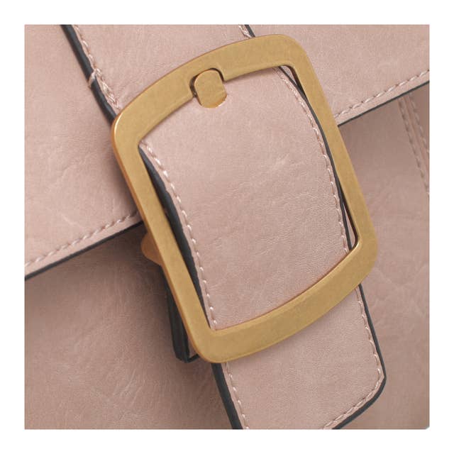 Classic Flap Over Buckle Crossbody Bag - Pink