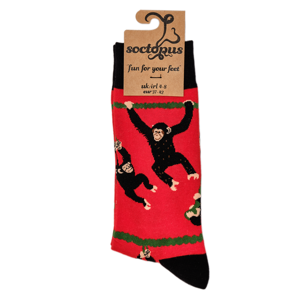 Socktopus Ladies - Chimpanzees Socks - Red