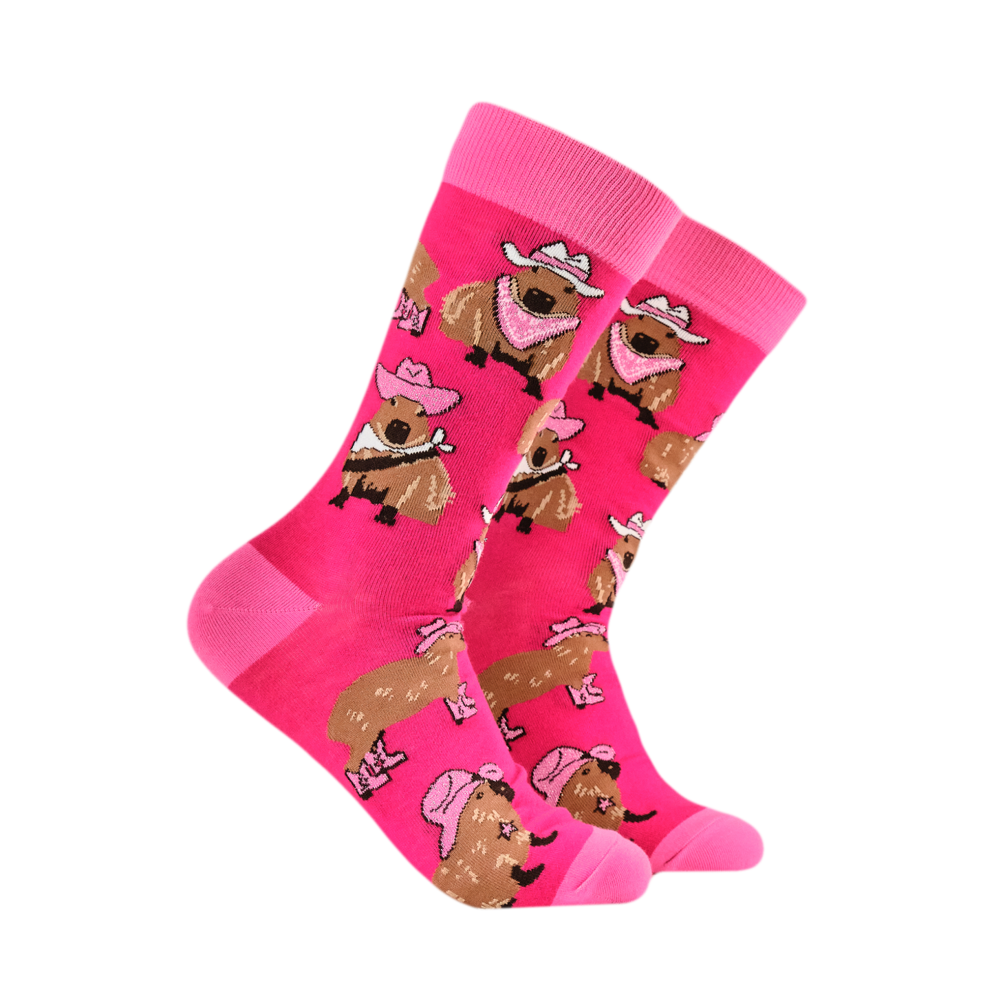 Socktopus Ladies - Cowboy Capybara Socks - Pink