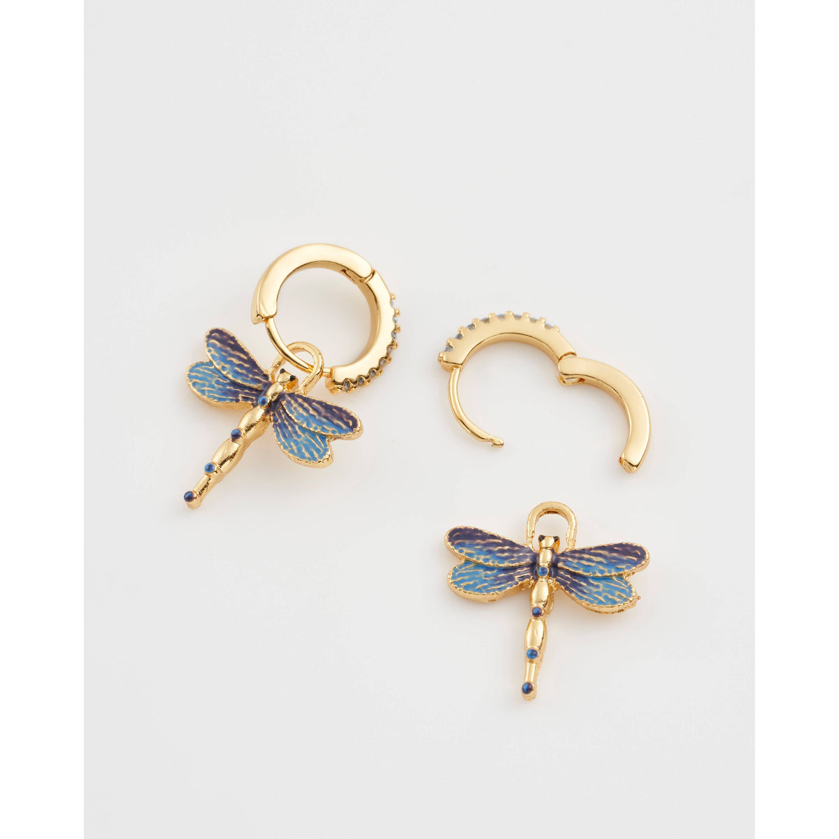 Dragonfly Charm Huggie Earrings