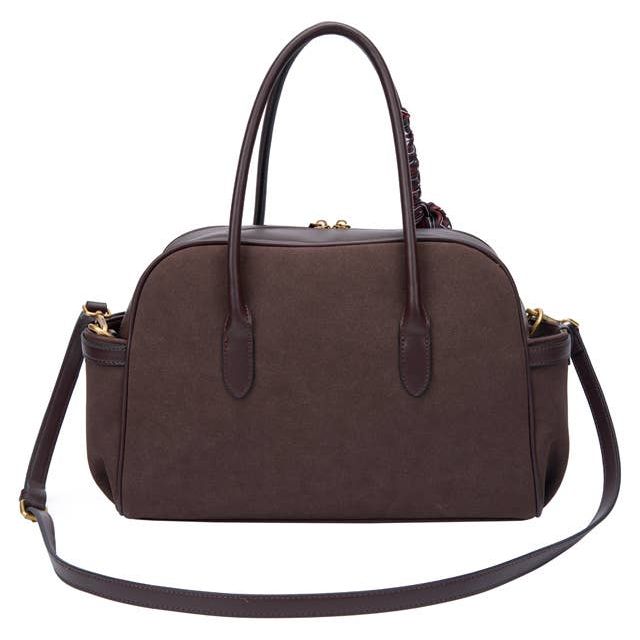 Suede Look Knot Bag With Scarf - Burgundy