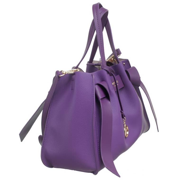Stylish Bow City Tote Bag - Purple