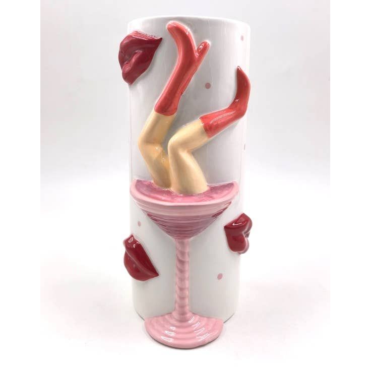 "Drunk in Love" Cocktail & Lips Ceramic Vase
