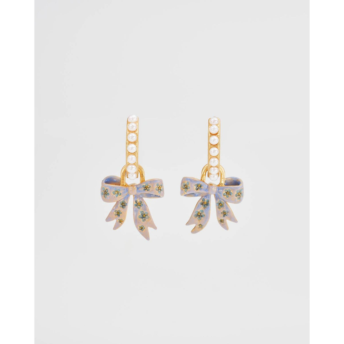 Bow Pearl Huggie Earrings