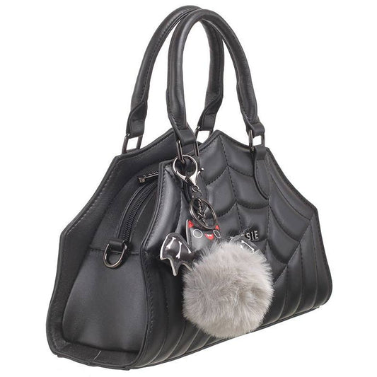 Halloween Quilted Spiderweb Pattern Tote Bag - Black