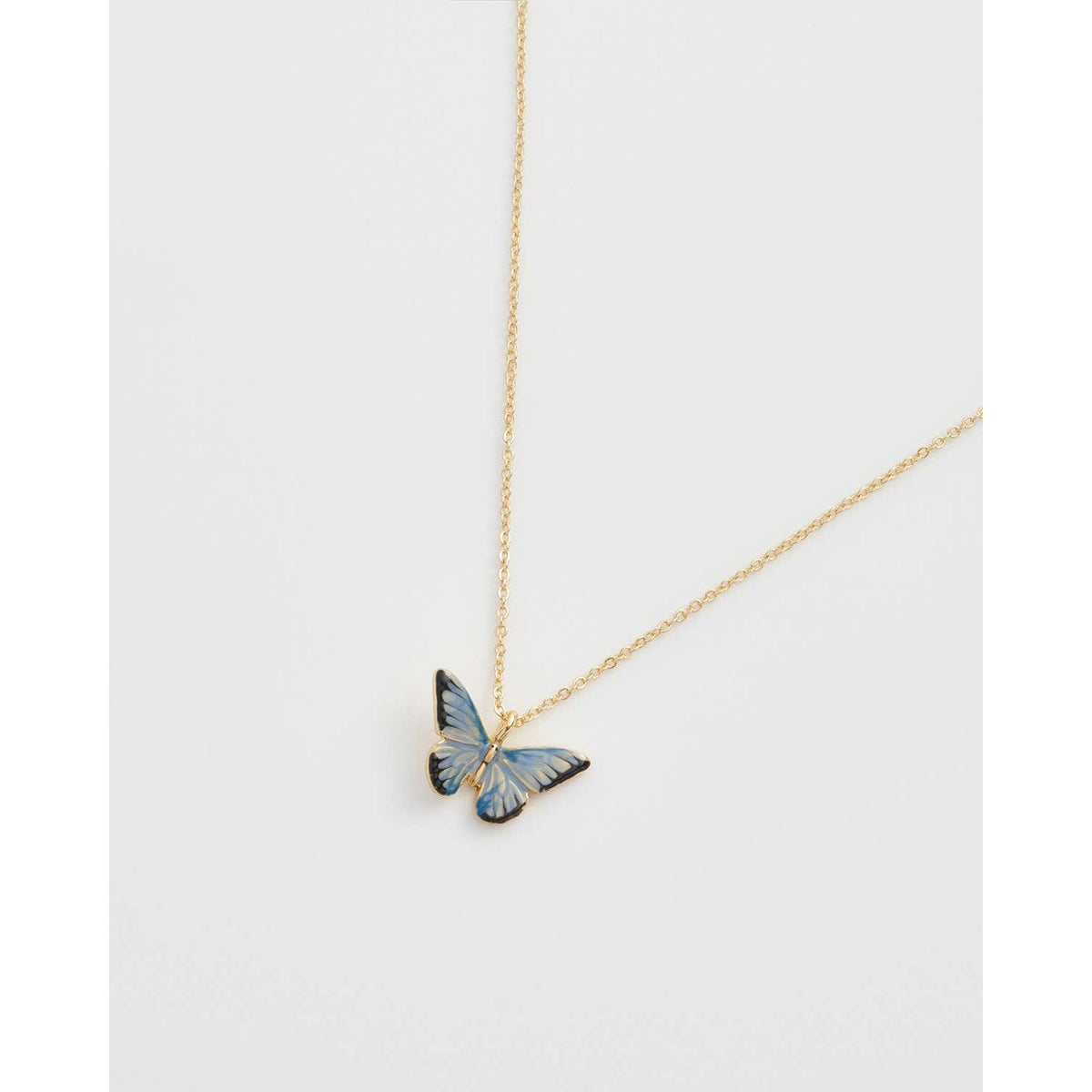 Enamel Blue Butterfly Short Necklace