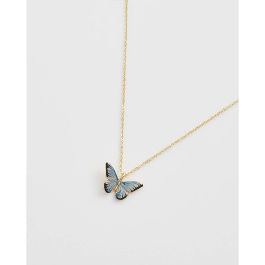 Enamel Blue Butterfly Short Necklace