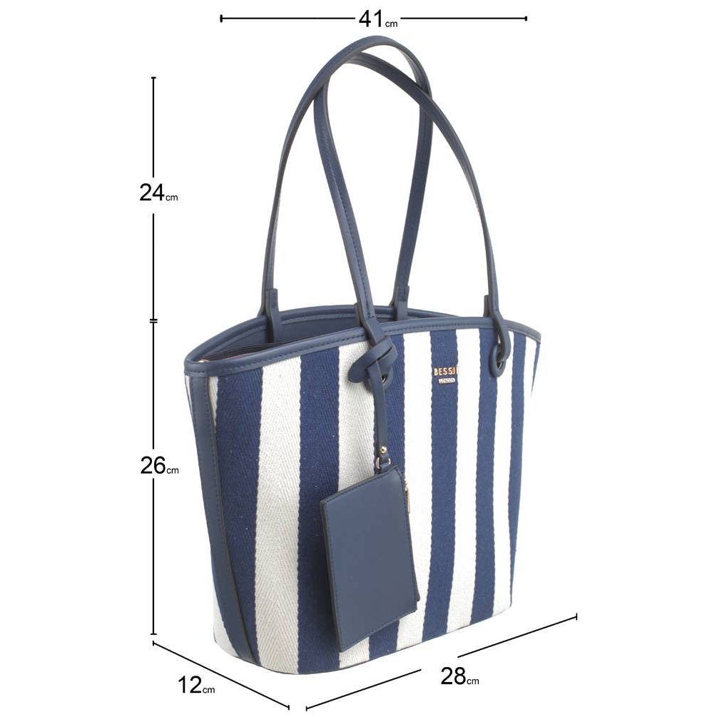 Black and White Striped Canvas Shopper