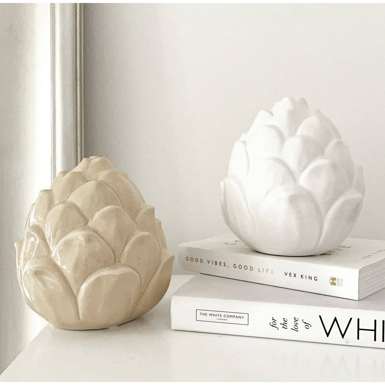 Pair of Artichoke Ceramic Ornament - Beige only