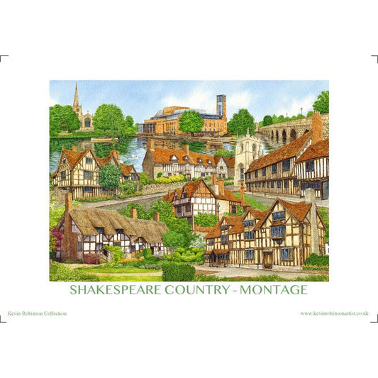 Warwickshire, Shakespeare Country montage, A4 print