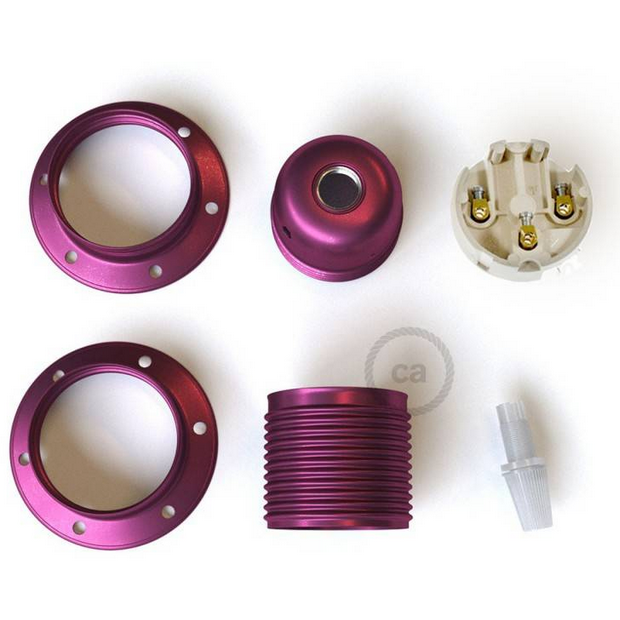 Lamp holder E27 - Coloured Metal With Double Rings For Lampshade