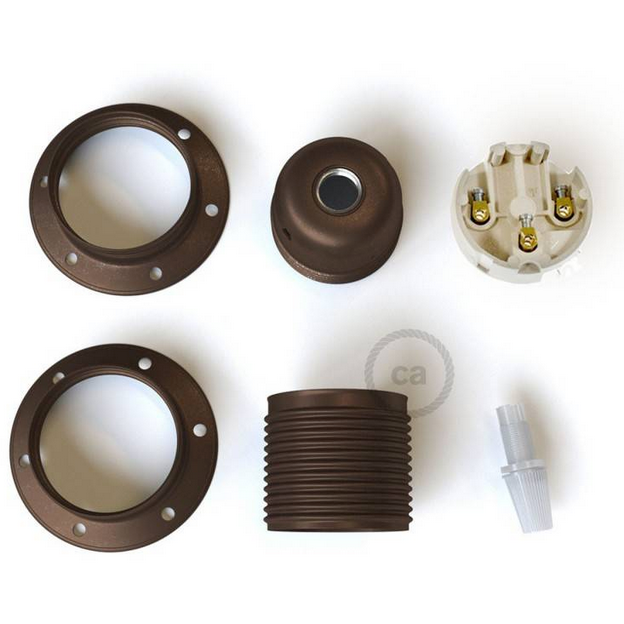 Lamp holder E27 - Coloured Metal With Double Rings For Lampshade