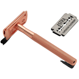 Rose Gold Stainless Steel Razor with 10 Blades Included