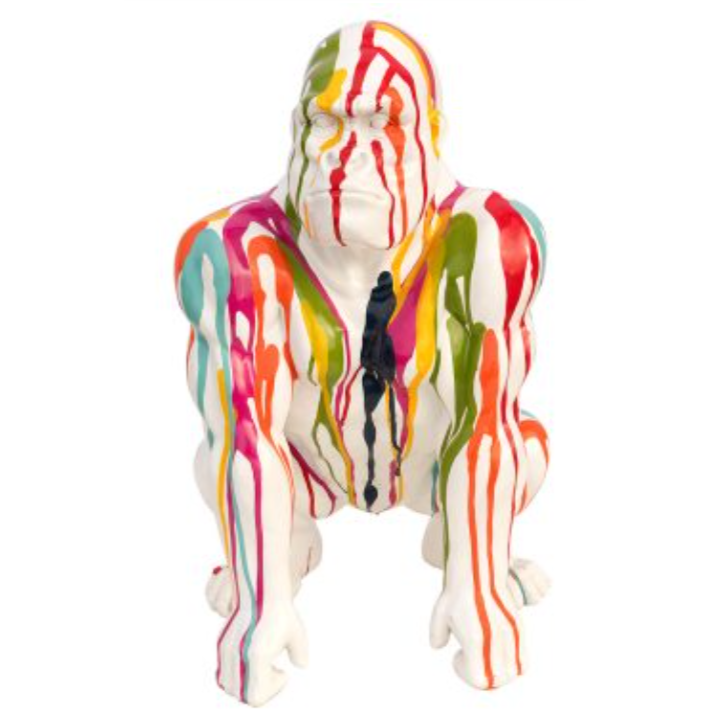 Painted White Gorilla Statuette