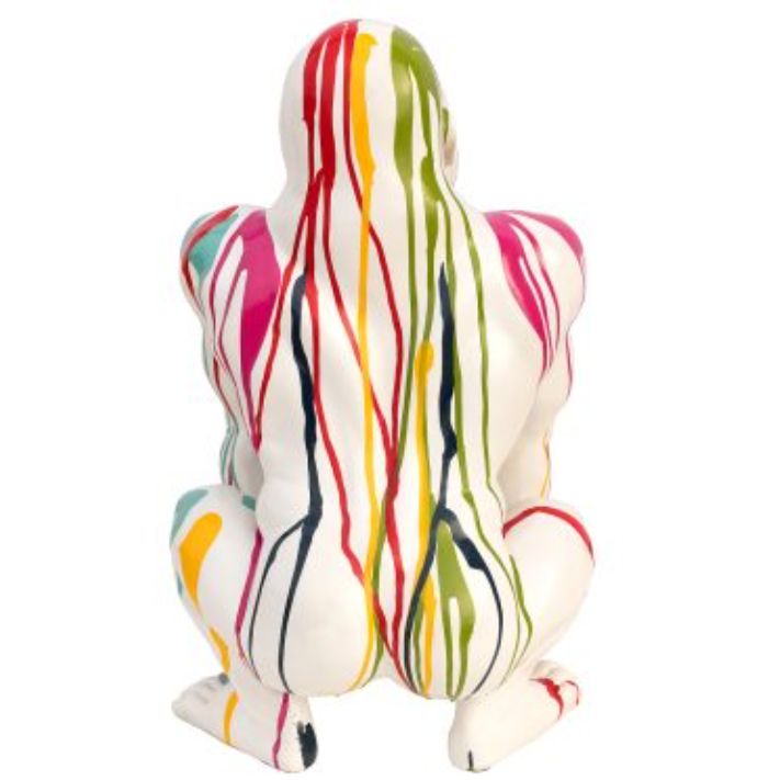 Painted White Gorilla Statuette