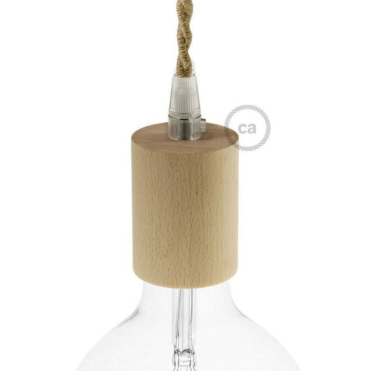 Lamp holder E27 Natural Wood Drop Cap with Grip